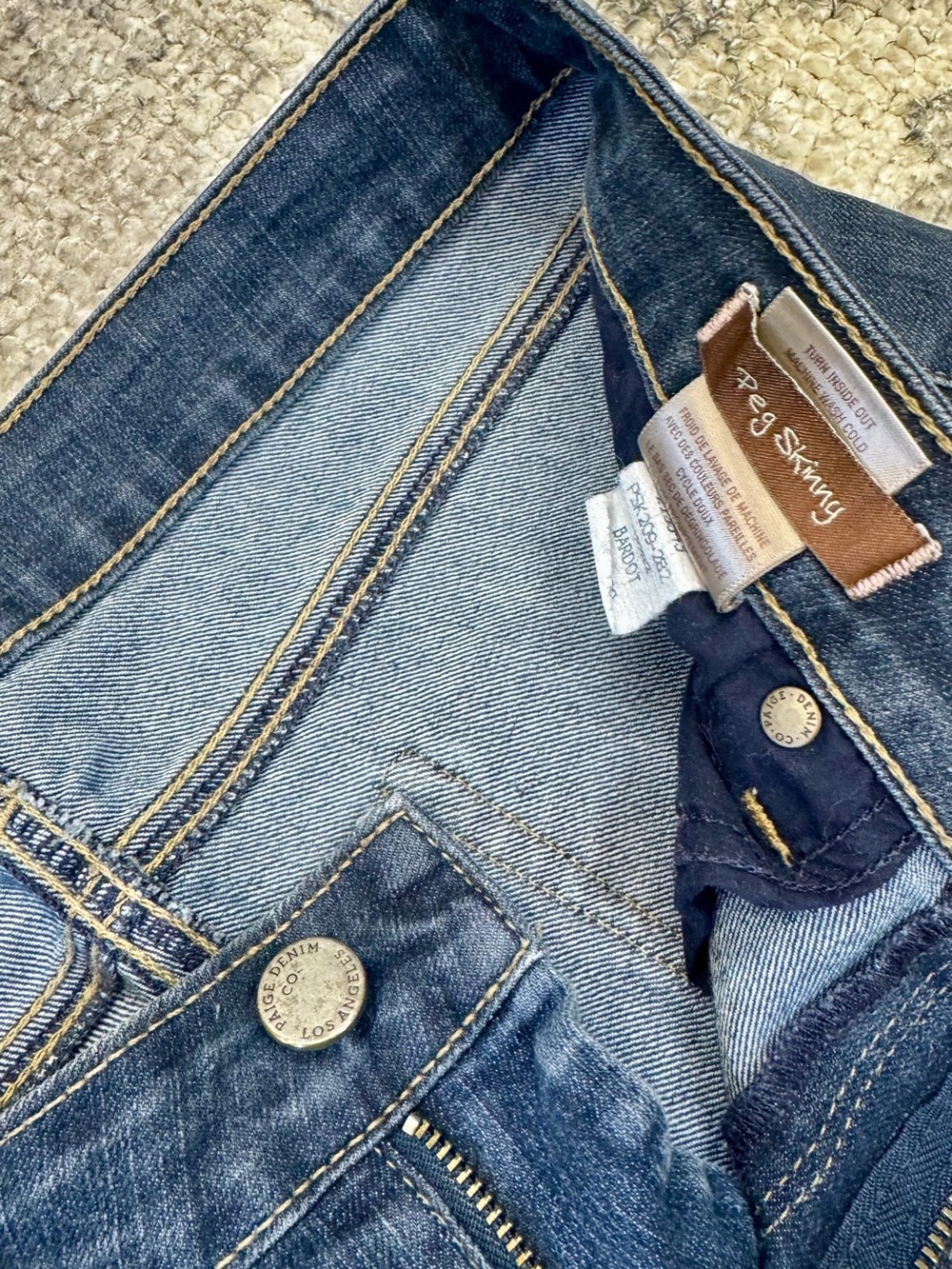 PAIGE Dark Indigo Skinny Jeans - Deep Blue Rinse - Picture 3 of 5